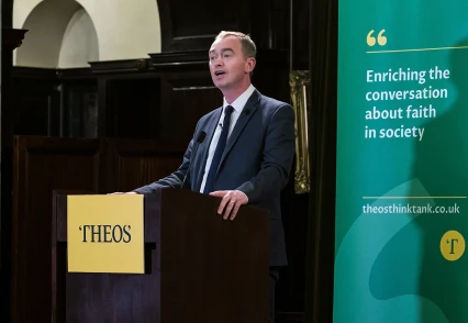 Tim Farron MP speaking at Theos event.